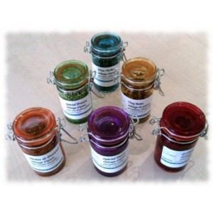 Coffret de six mélanges d'épices pots en verre