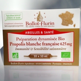 Propolis blanche française 625 mg BIO en boite de 10 ampoules