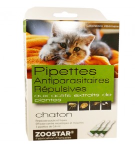 Pipettes antiparasitaires répulsives pour chaton aux extraits de plante