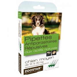 Pipettes antiparasitaires répulsives pour chiens moyens aux extraits de plantes