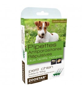 Pipettes antiparasitaires répulsives pour petit chien jusqu'à 15 kg aux extraits de plantes