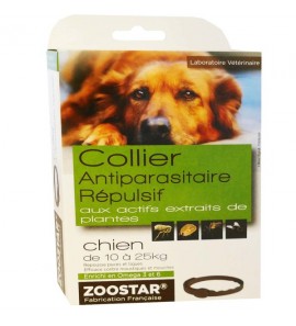 Collier antiparasitaire répulsif pour chien de 10 à 25 kg aux extraits de plantes
